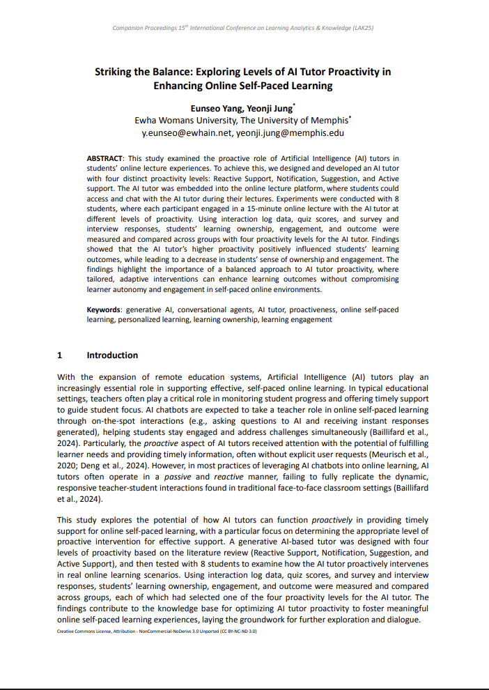 Striking the balance: Exploring levels of AI tutor proactivity in enhancing online self-paced learning